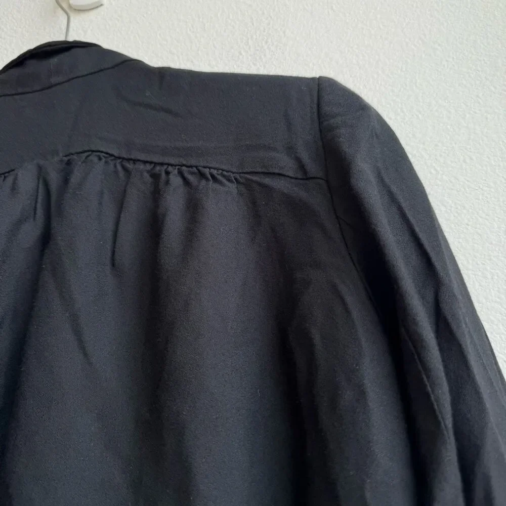 🟣$5/$25 Club Monaco Drape Black Open Front Zipper Blazer Office Wear Size Small